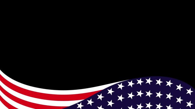 Curved American flag border with red and white stripes and white stars, Perfect for patriotic posters, holiday announcements, Independence Day and Memorial Day designs or political graphics.
