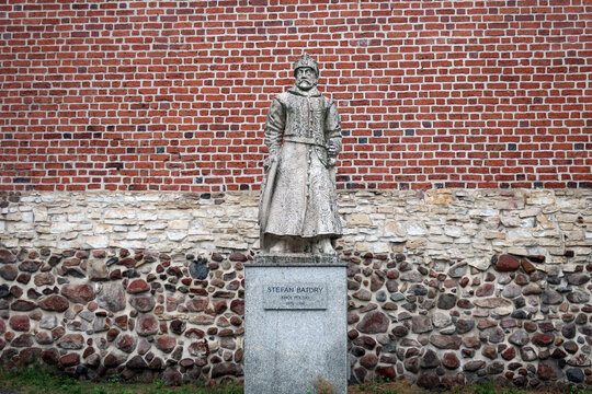Gliwice, Poland. Monument to Stefan Batory in front of the Piast Castle