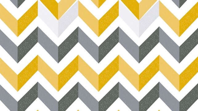 Geometric Chevron Pattern with Yellow, Grey, and White Textured Zigzag Design