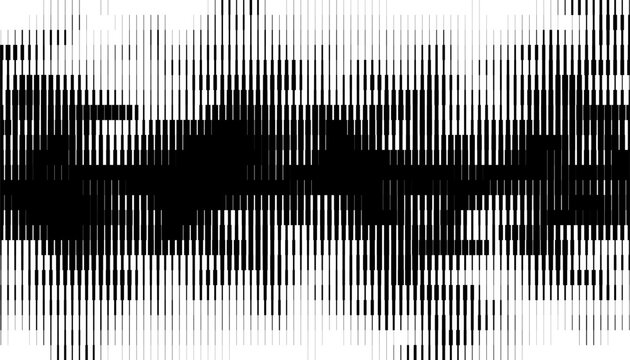 Black and white striped halftone gradient. Grunge fading linear gradation background. Parallel lines wallpaper for overlay, print, cover. Doppler effect concept. Editable. EPS10 