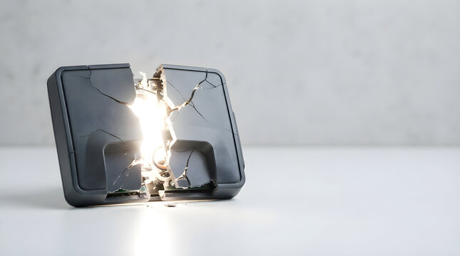 Smart card reader cracks white isolated on clean surface for modern commercial business asset