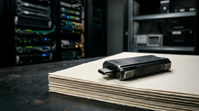 Usb c dongle on paper isolated clean surface for modern commercial business technology asset