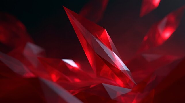 Abstract red glowing crystal shards with sharp edges on dark background