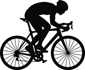 Fototapeta premium Silhouette of Professional Road Racing Cyclist in Action Vector