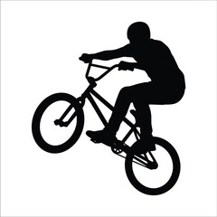 Fototapeta premium BMX Rider Jumping in Mid-Air Extreme Sport Vector Silhouette