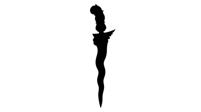 Silhouette of a Kris Dagger, a Traditional Indonesian Weapon.