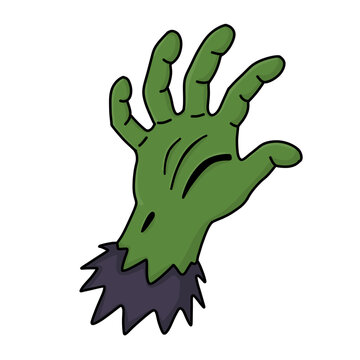 vector illustration of zombie's hand in green color for halloween decoration