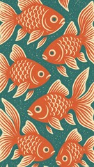 Fototapeta premium Vibrant fish pattern wallpaper for mobile