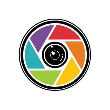 Icon camera lens vector logo illustration design