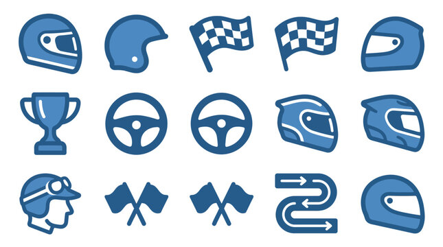 Racing and motorsport competition gear icons.