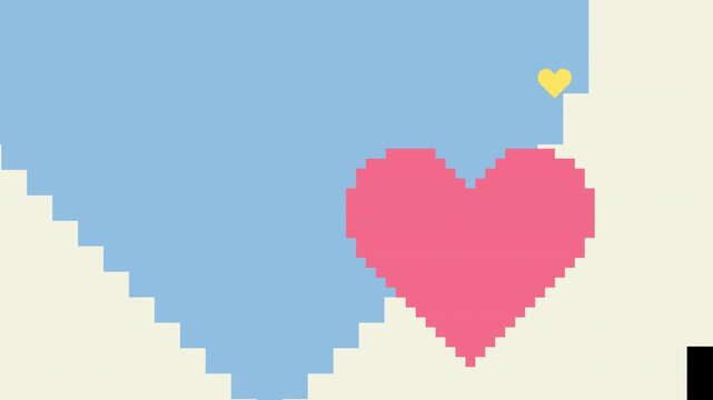 Pixel Heart Wipe Transition Overlay with Alpha Channel 4K