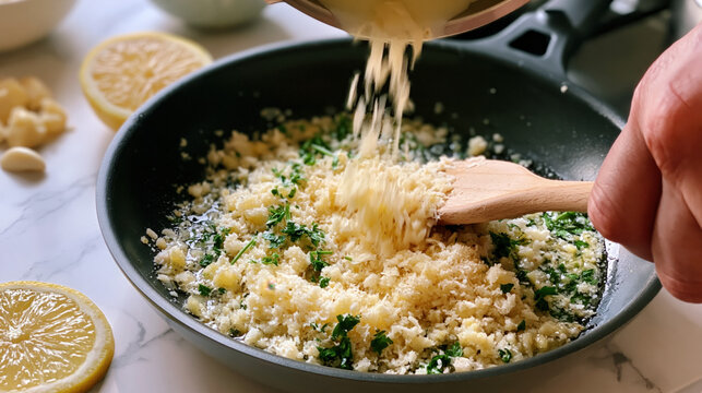 homemade parmesan garlic chicken breasts prepared in a modern kitchen