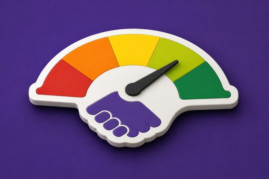 Handshake diversity gauge icon on purple background for partnership concept