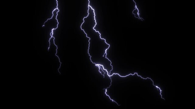 A dramatic display of powerful lightning bolts illuminating a dark sky with intricate patterns