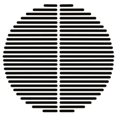 Naklejka premium Black Split Circle Horizontal Lines Pattern Geometric Isolated on Transparent Background 