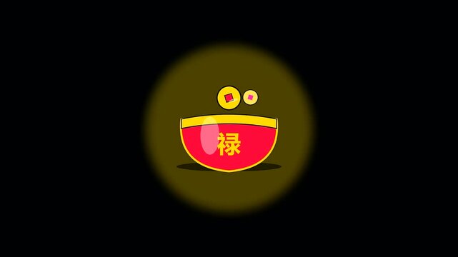 a golden sycee treasure ingot rotates during a vibrant lunar new year celebration featuring a gourmet vegan banquet displayed within a dark spotlighted studio space