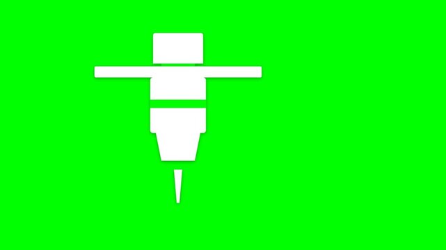 White 3D Printer Nozzle Icon on Bright Green Background.