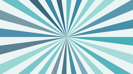 Obraz premium Retro sunburst background with blue radial rays, vintage pop art starburst pattern, teal and navy comic book style burst vector eps