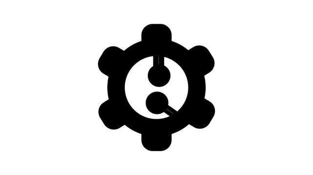 System Setting Optimization Animated Icon. Modern animated icon showcasing gear mechanism with central node for system optimization, technical setting, and network configuration.