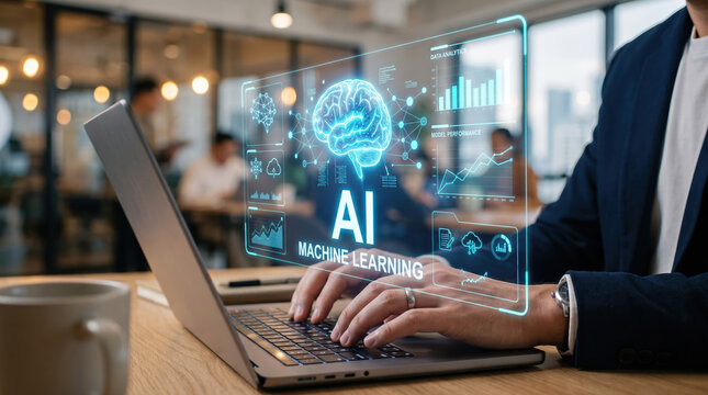 Artificial Intelligence Brain Hologram Concept