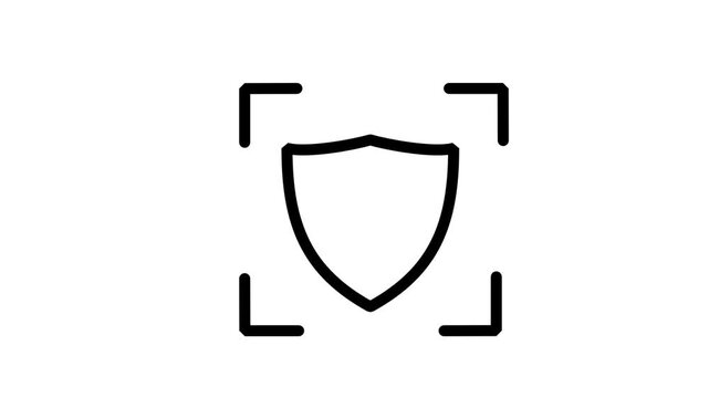 Cyber Security Scan Frame Animated Icon. Professional animated icon featuring a protective shield inside framing corners for cyber security and digital data protection concepts.