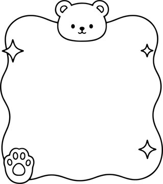 Cute hand drawn rabbit frame line art on transparent background