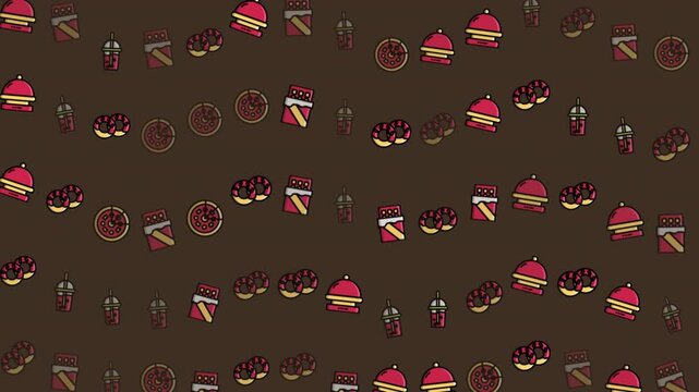 Burger Pizza and Donut Animated Pattern Seamless Loop