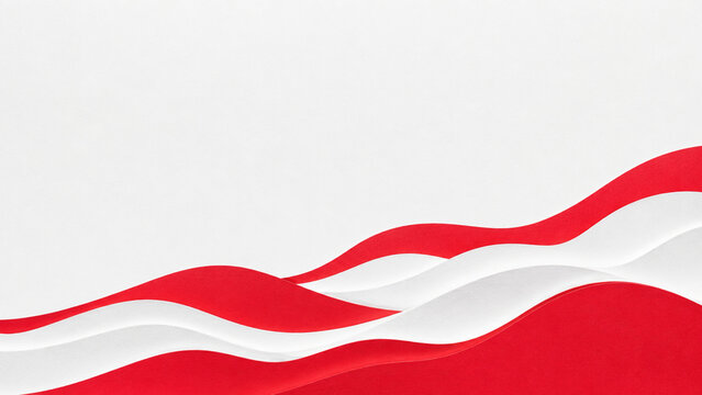 Red and white paper cut art background with layered horizon