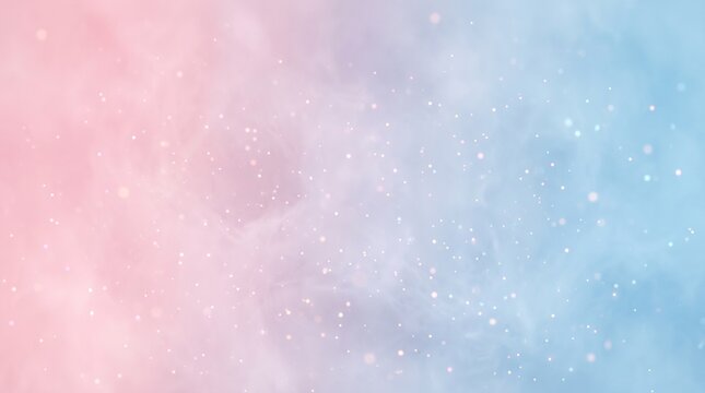 Soft Pastel Pink and Blue Ethereal Cloud Background with Sparkling Stars