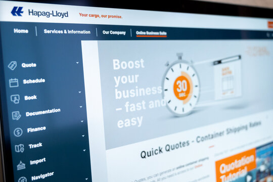 Mexico city, mexico, 06 02 2026, hapag lloyd shipping company website online business suite