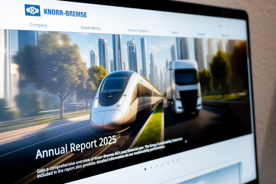 Mexico city, mexico, 06 02 2026, knorr bremse website displaying annual report 2025 with transportation