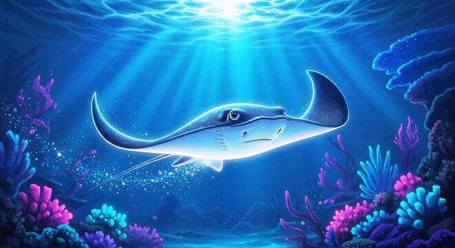 Stingray swimming underwater