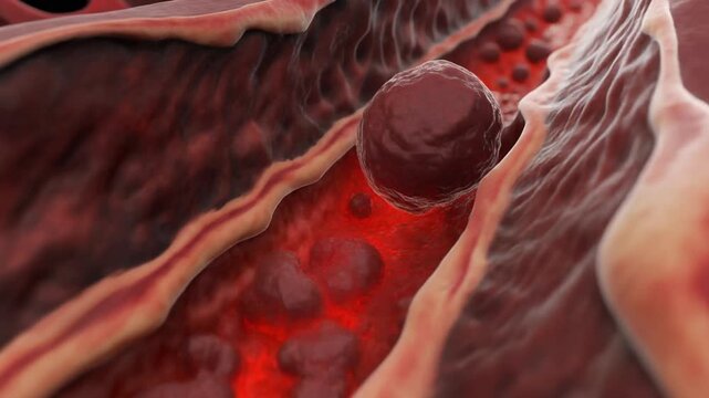 Pulmonary Embolism Blood Clot Moving Through Human Artery