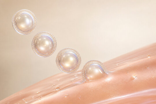 Cosmetic lipid vesicles merging with a biomimetic membrane