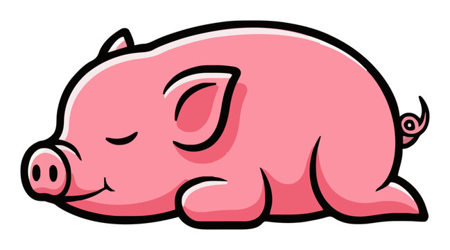 Miniature pig sleeping side view vector illustration. Generative AI