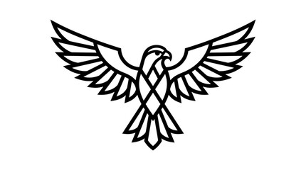 Fototapeta premium Geometric Falcon Logo, Stylized Bird of Prey Emblem, Minimalist Eagle Icon, Abstract Raptor Symbol, Outline Design