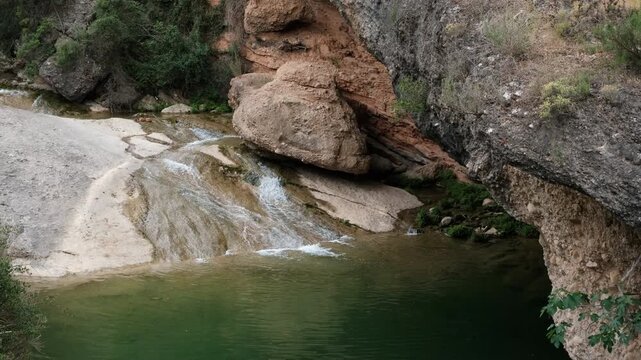 Footage of Les Olles d'Horta de Sant Joan (swimming area). Horta de Sant Joan, Tarragona, Spain.