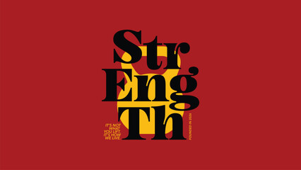 Kettlebell silhouette vector design with bold Strength typography on red background © MShontana