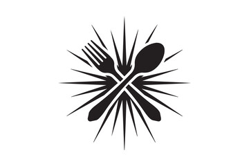 Fototapeta premium Crossed spoon and fork vector icon isolated on white background
