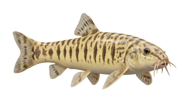 Detailed loach fish isolated on transparent background