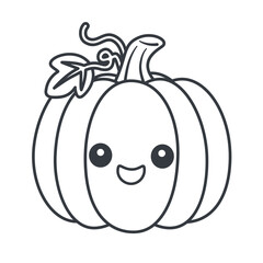Obraz premium Cute Halloween Pumpkin Outline Icon