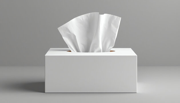 Opened tissue box on grey background for print design and mock up