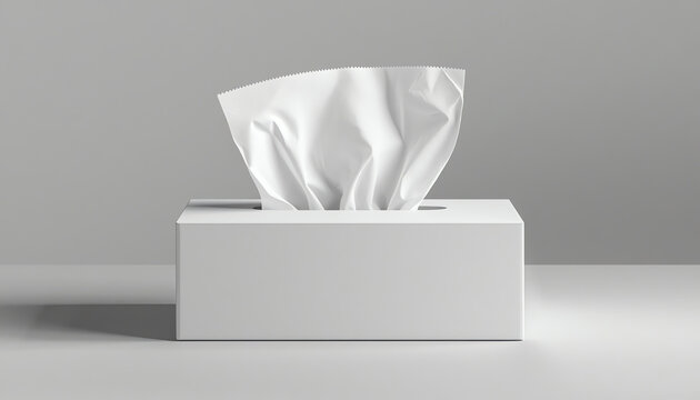 Opened tissue box on grey background for print design and mock up