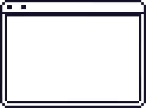 Retro pixel art browser window vector, vintage computer interface frame, minimalist 8-bit software window for web design and gaming UI
