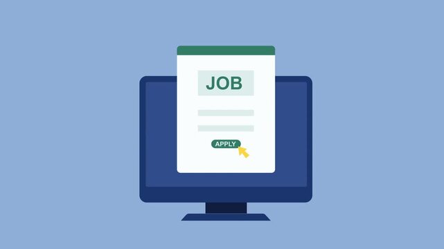 Business hiring and recruitment online, get new job opportunity on internet concept 2d Animation with Alpha Matte