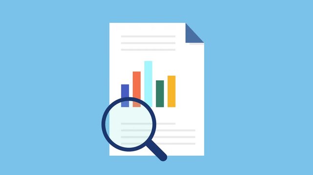 Document showing bar chart, data analysis, reporting and business documentation 2d Animation with Alpha Matte