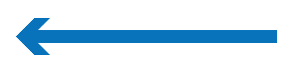 Obraz premium Blue arrow pointing left side. Blue long arrow vector. A bold blue arrow points decisively to the left , a simple directional symbol. Vector illustration on white background. 