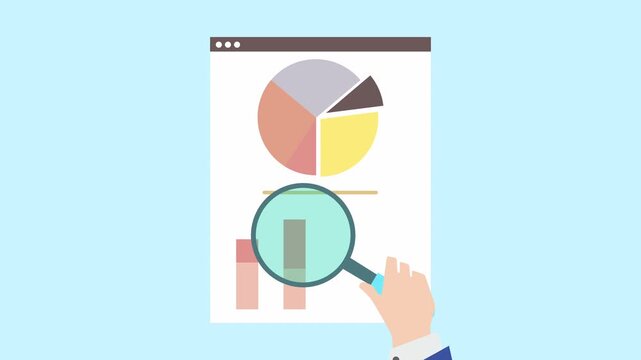 Business Analysis with Magnifying Glass 2d Animation with Alpha Matte