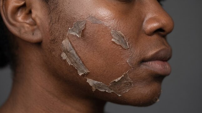 Side View of Chemical Peel Flaking and Dead Skin Peeling on Face