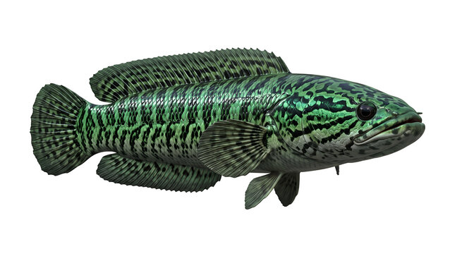 Giant snakehead fish swimming on transparent background
